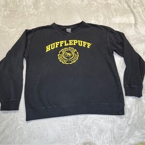 Harry Potter Hufflepuff Box Lunch Sweatshirt Size L Black Yellow embroidered